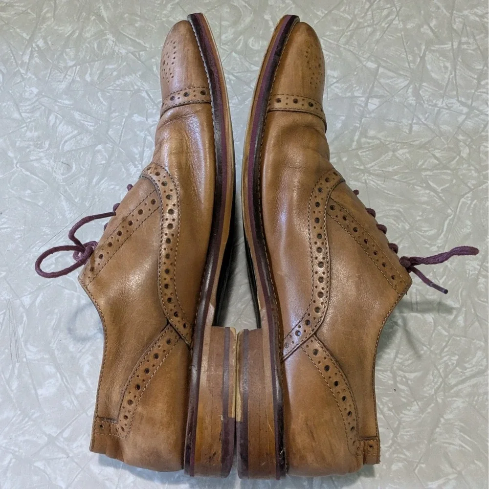 Johnston & Murphy‎ Conard Tan/Brown Leather Brogue Cap Toe Oxfords Size 8.5 M
